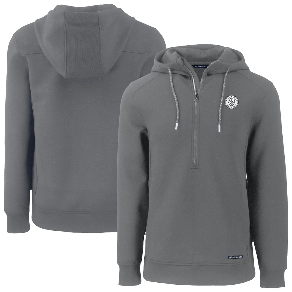 Men's Cutter & Buck Gray Milwaukee Brewers Roam Eco Recycled Tri-Blend Half-Zip Hoodie