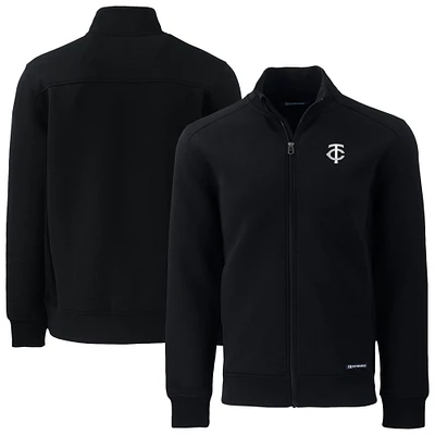 Men's Cutter & Buck Black Minnesota Twins Roam Eco Recycled Tri-Blend Full-Zip Jacket