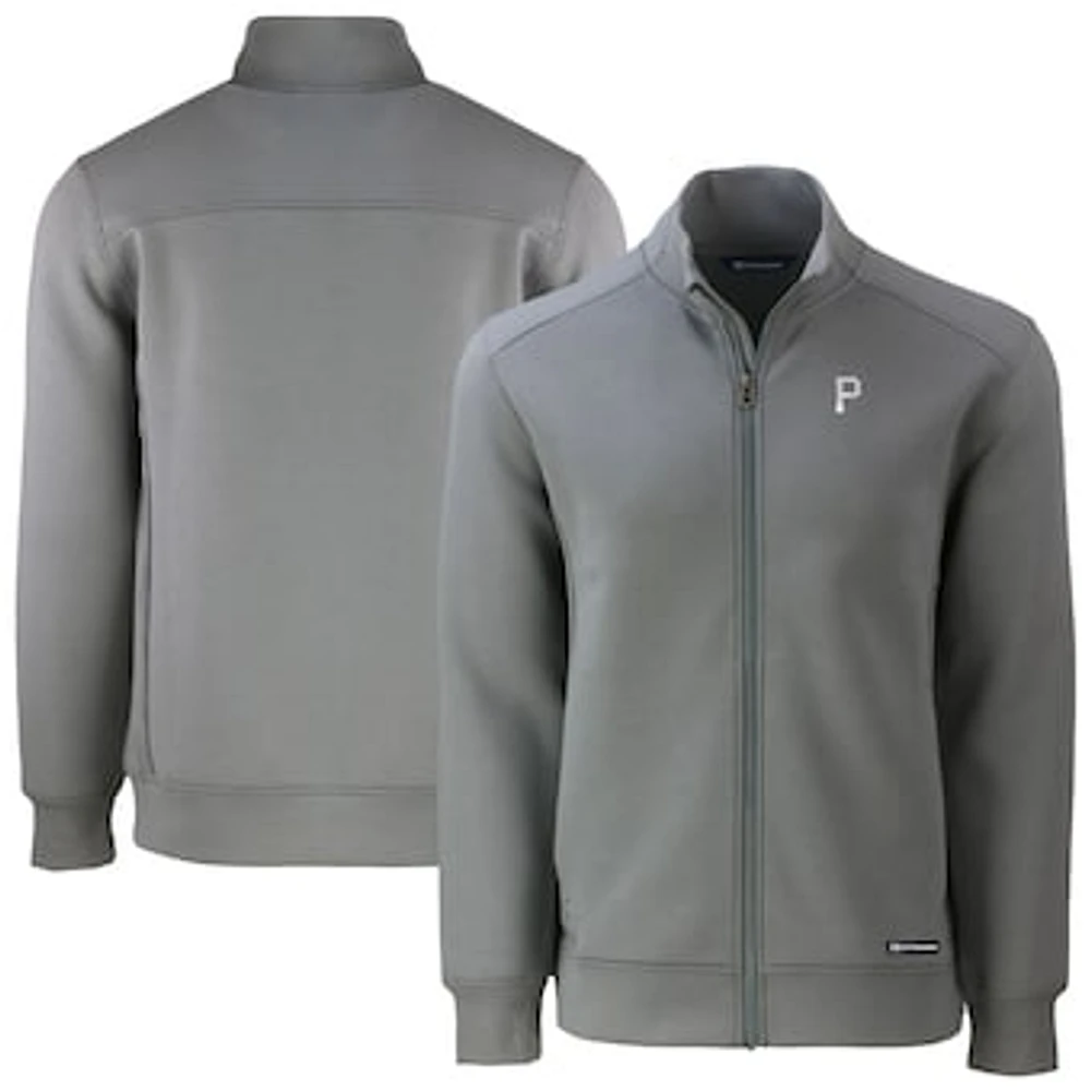 Men's Cutter & Buck Gray Pittsburgh Pirates Roam Eco Recycled Tri-Blend Full-Zip Jacket