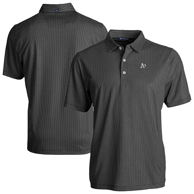 Men's Cutter & Buck Black Athletics Eco Symmetry Print Stretch Recycled Polo