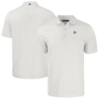 Men's Cutter & Buck White Athletics Eco Symmetry Print Stretch Recycled Polo