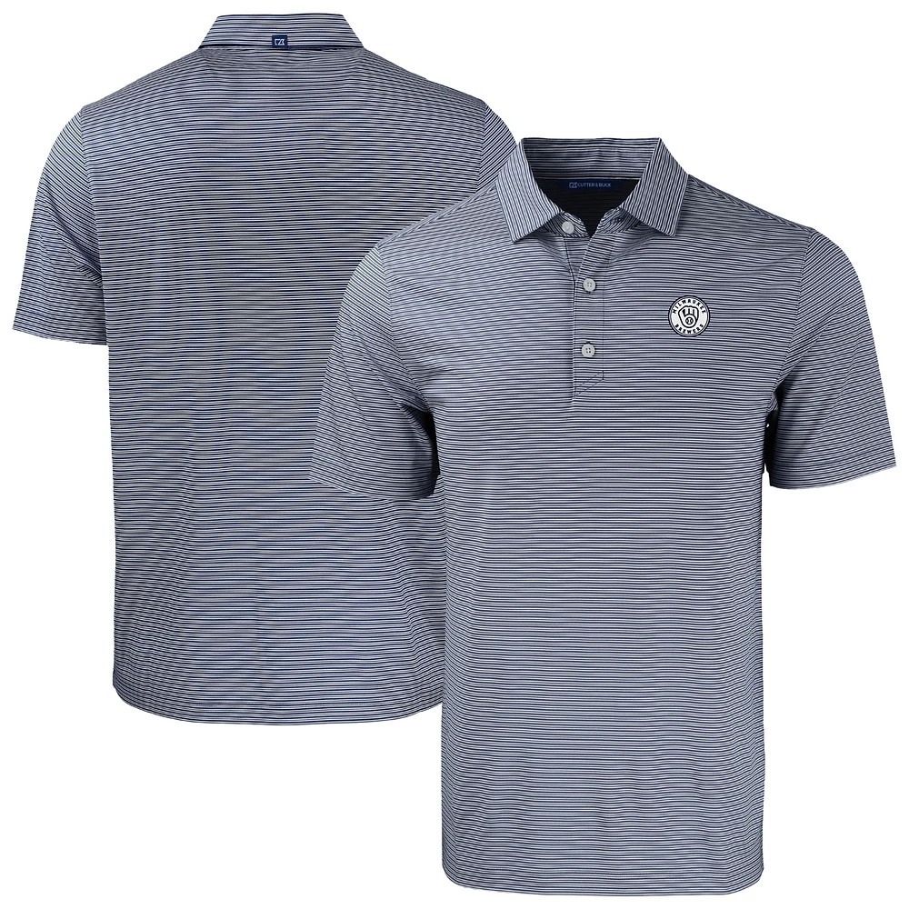 Men's Cutter & Buck Navy Milwaukee Brewers Forge Eco Double Stripe Stretch Recycled Polo