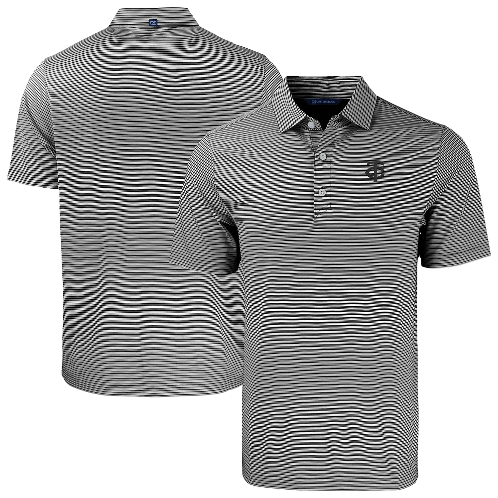 Men's Cutter & Buck Black Minnesota Twins Forge Eco Double Stripe Stretch Recycled Polo