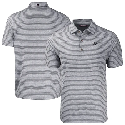 Men's Cutter & Buck Heather Black Athletics Forge Eco Stripe Stretch Recycled Polo
