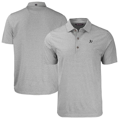 Men's Cutter & Buck Heather Gray Athletics Forge Eco Stripe Stretch Recycled Polo