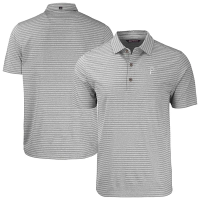 Men's Cutter & Buck Heather Gray Pittsburgh Pirates Forge Eco Stripe Stretch Recycled Polo