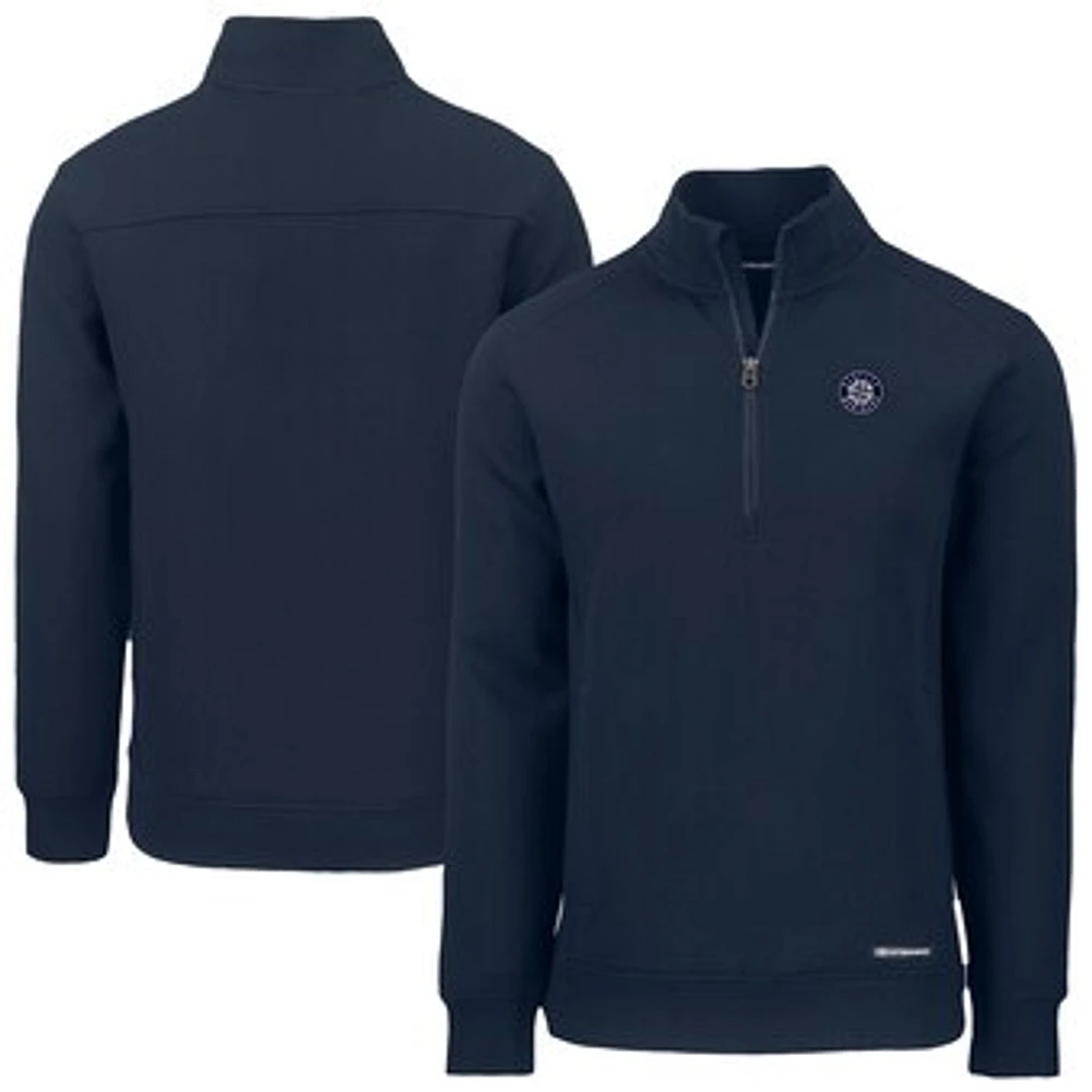 Men's Cutter & Buck Navy Seattle Mariners Roam Eco Quarter-Zip Jacket