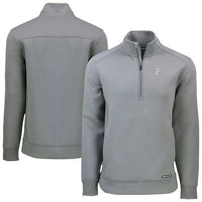 Men's Cutter & Buck Gray Pittsburgh Pirates Roam Eco Quarter-Zip Jacket