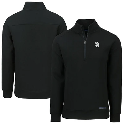 Men's Cutter & Buck Black San Diego Padres Roam Eco Quarter-Zip Jacket