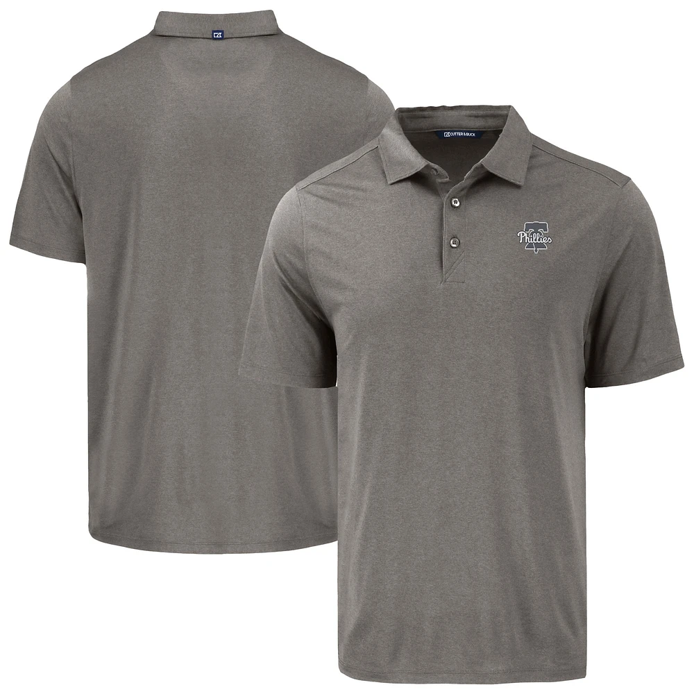 Men's Cutter & Buck Gray Philadelphia Phillies Coastline Epic Comfort Eco Recycled Polo