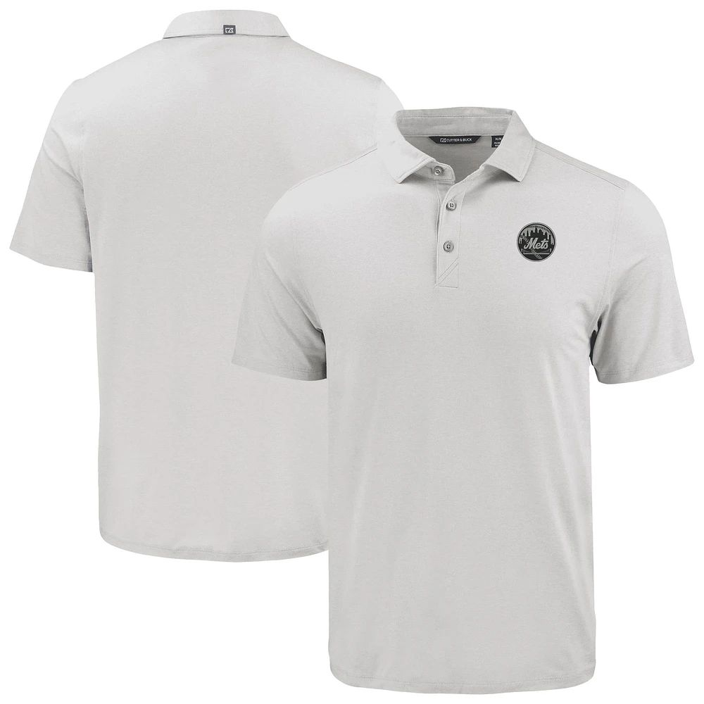 Men's Cutter & Buck Gray New York Mets Coastline Epic Comfort Eco Recycled Polo