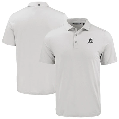 Men's Cutter & Buck Gray Miami Marlins Coastline Epic Comfort Eco Recycled Polo