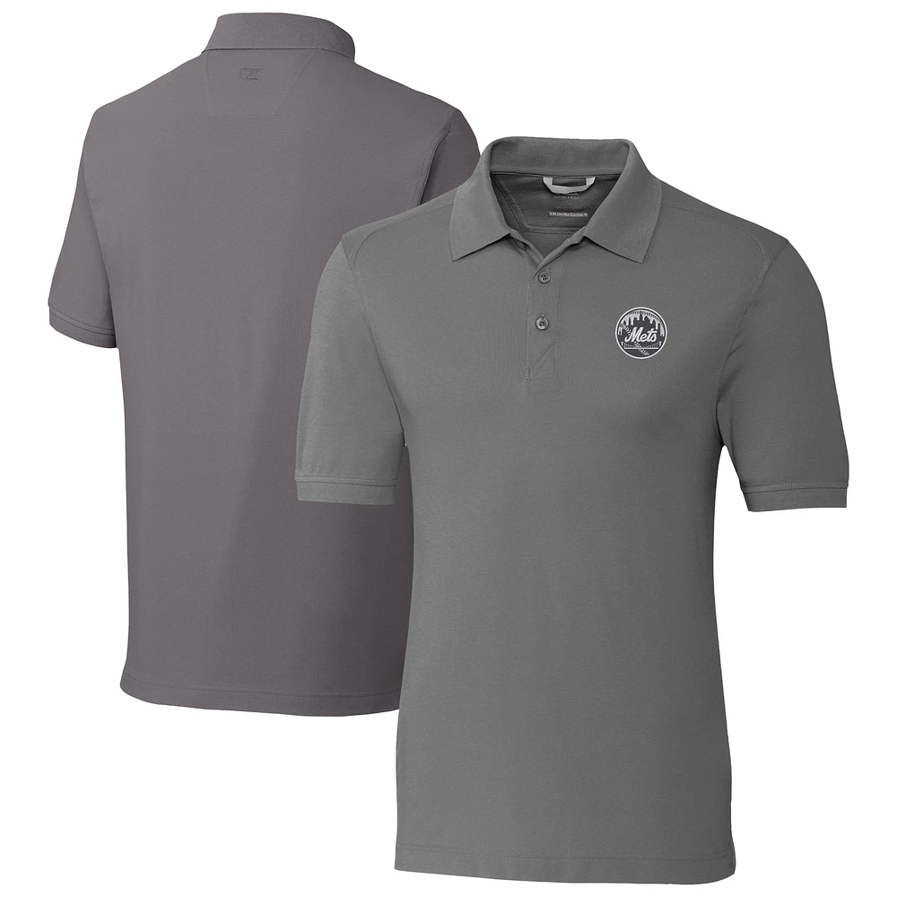 Men's Cutter & Buck New York Mets Advantage Pique DryTec Tri-Blend Polo