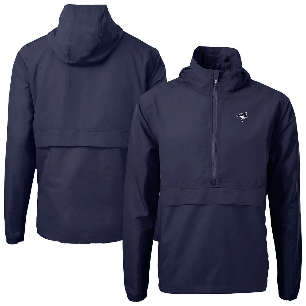 Men's Cutter & Buck Navy Toronto Blue Jays Charter Eco Recycled Anorak Half-Zip Hoodie Jacket