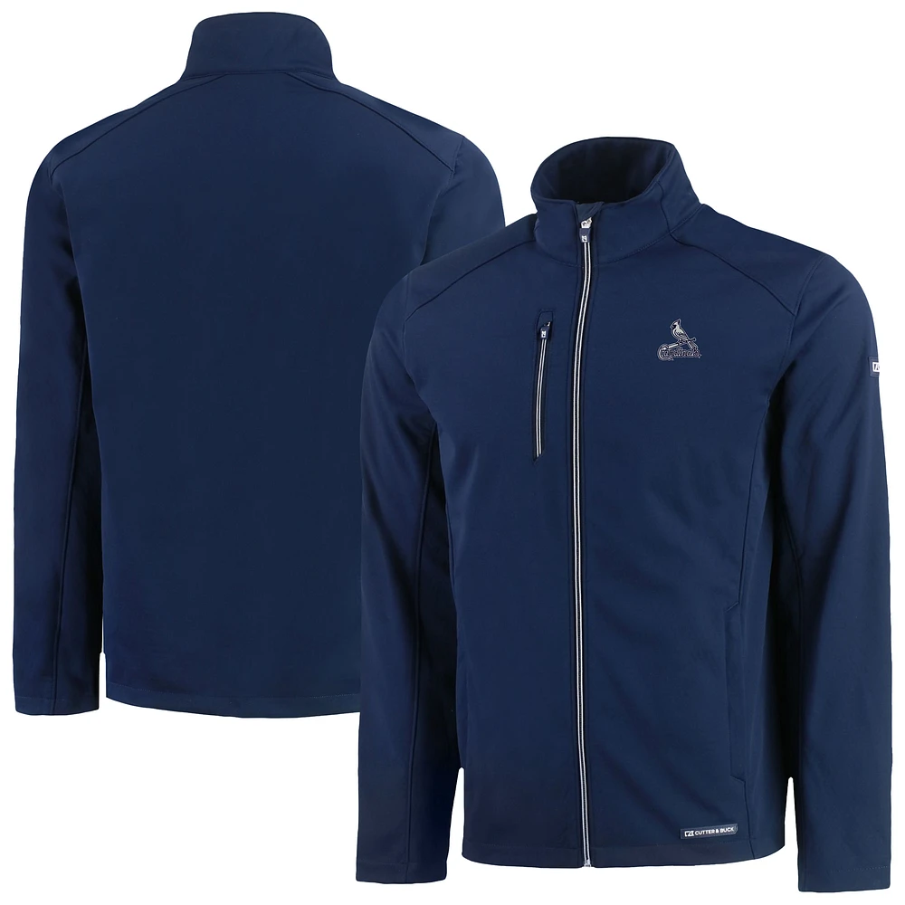 Men's Cutter & Buck Navy St. Louis Cardinals Evoke Eco Softshell Recycled Full-Zip Jacket