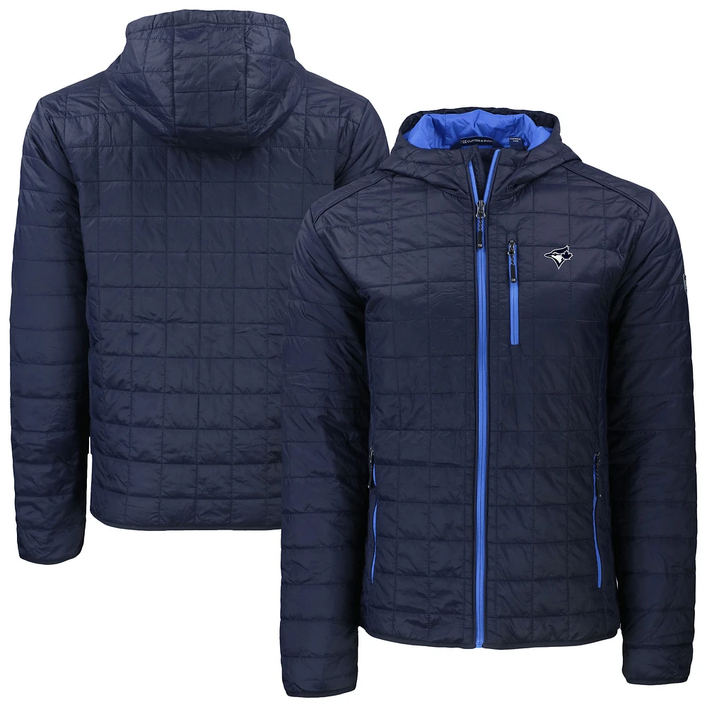 Men's Cutter & Buck Navy Toronto Blue Jays Rainier PrimaLoft® Eco Full-Zip Hoodie Jacket