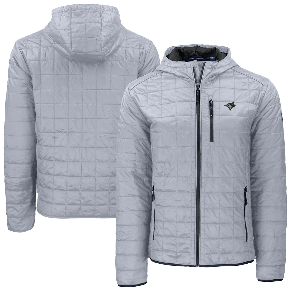 Men's Cutter & Buck Gray Toronto Blue Jays Rainier PrimaLoft® Eco Full-Zip Hoodie Jacket