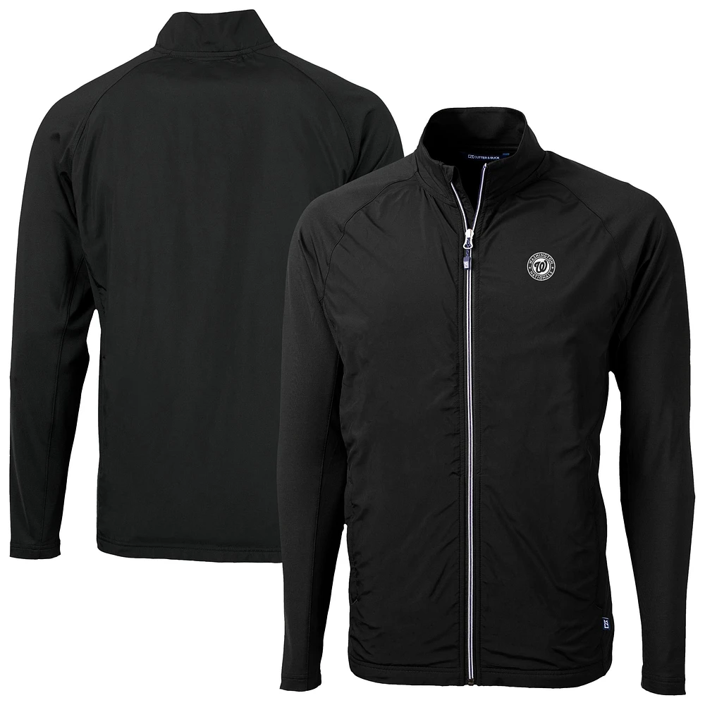 Men's Cutter & Buck Washington Nationals Adapt Eco Knit Hybrid Recycled Quarter-Zip Pullover Jacket