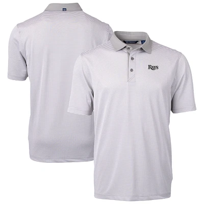 Men's Cutter & Buck Gray Tampa Bay Rays DryTec Virtue Eco Pique Micro Stripe Recycled Polo