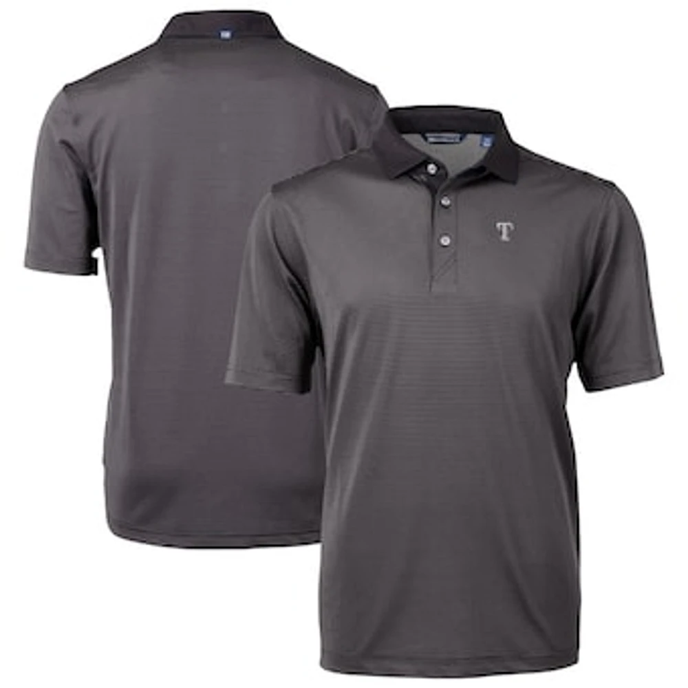 Men's Cutter & Buck Black Texas Rangers DryTec Virtue Eco Pique Micro Stripe Recycled Polo