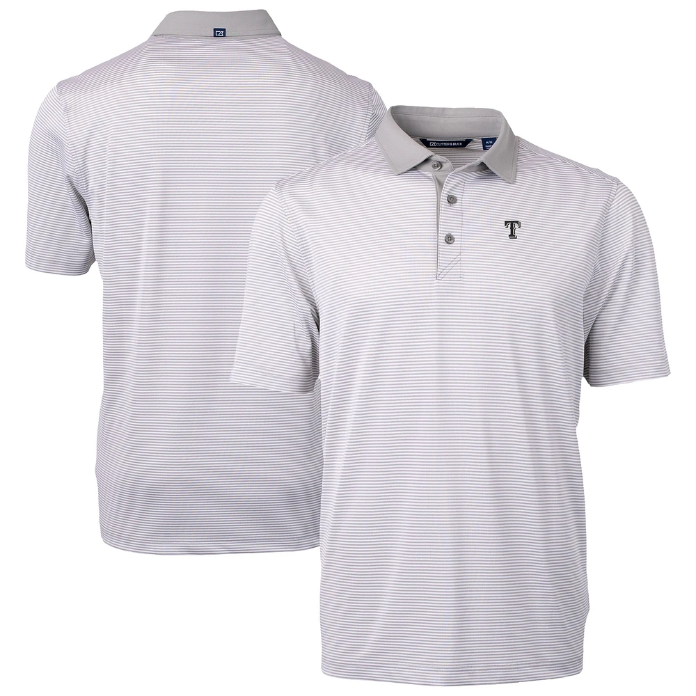 Men's Cutter & Buck Gray Texas Rangers DryTec Virtue Eco Pique Micro Stripe Recycled Polo