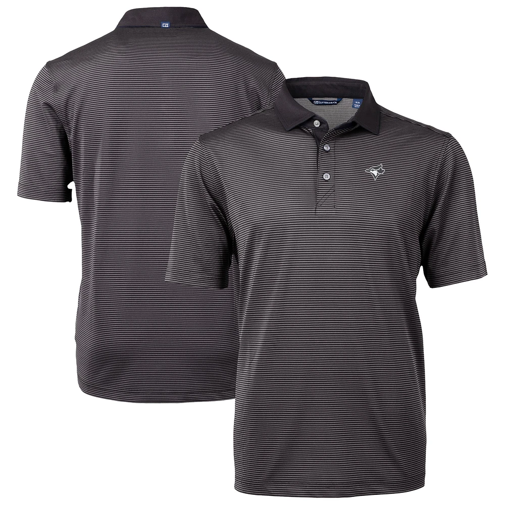 Men's Cutter & Buck Black Toronto Blue Jays DryTec Virtue Eco Pique Micro Stripe Recycled Polo