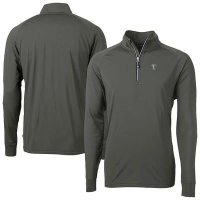 Men's Cutter & Buck Olive Texas Rangers Adapt Eco DryTec Raglan Quarter-Zip Jacket