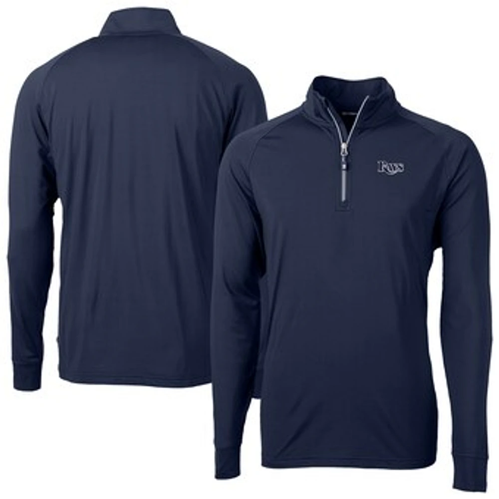Men's Cutter & Buck Navy Tampa Bay Rays Adapt Eco DryTec Raglan Quarter-Zip Jacket