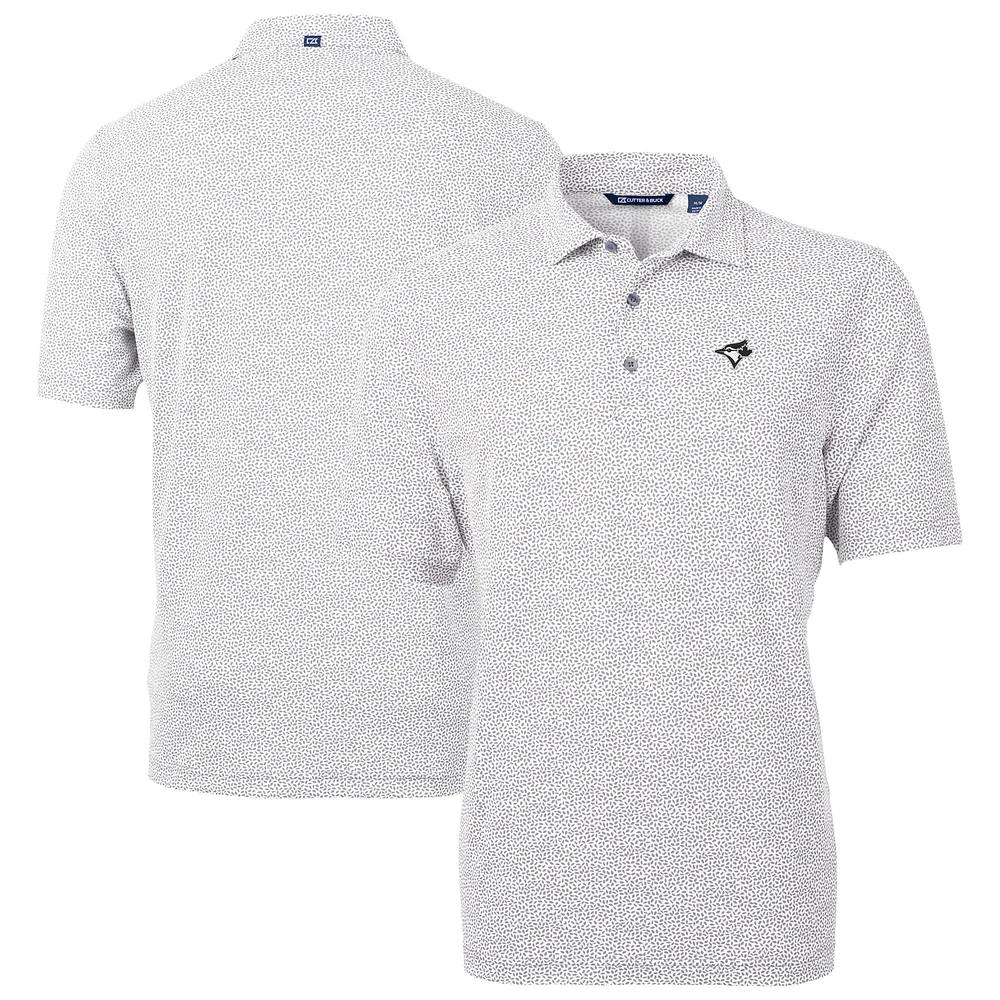Men's Cutter & Buck Gray Toronto Blue Jays Virtue Eco Pique Botanical Print Recycled Polo