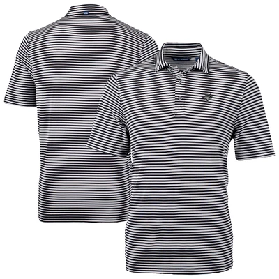 Men's Cutter & Buck Black Toronto Blue Jays Virtue Eco Pique Stripe Recycled Polo