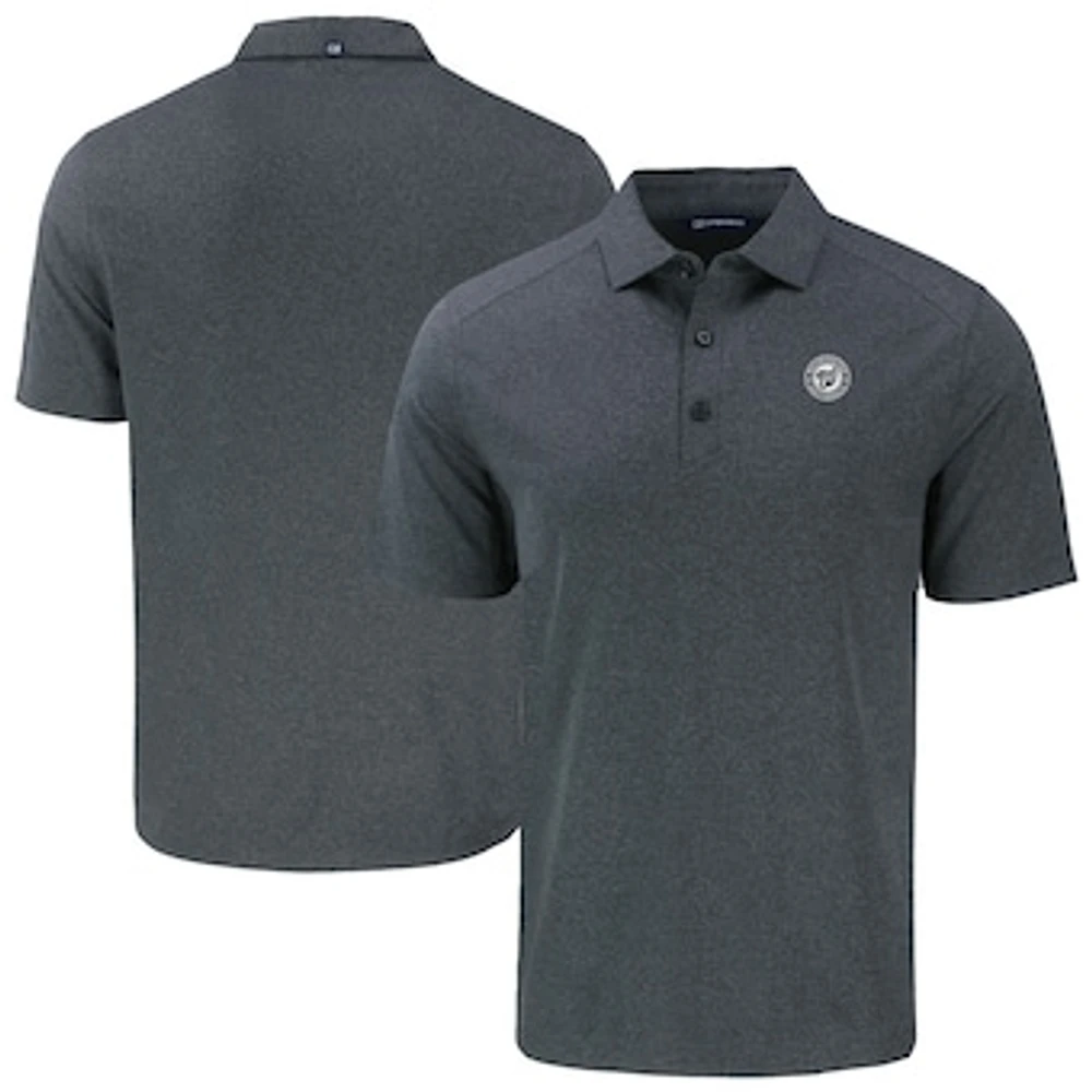 Men's Cutter & Buck Heather Black Washington Nationals Forge Eco Stretch Recycled Polo