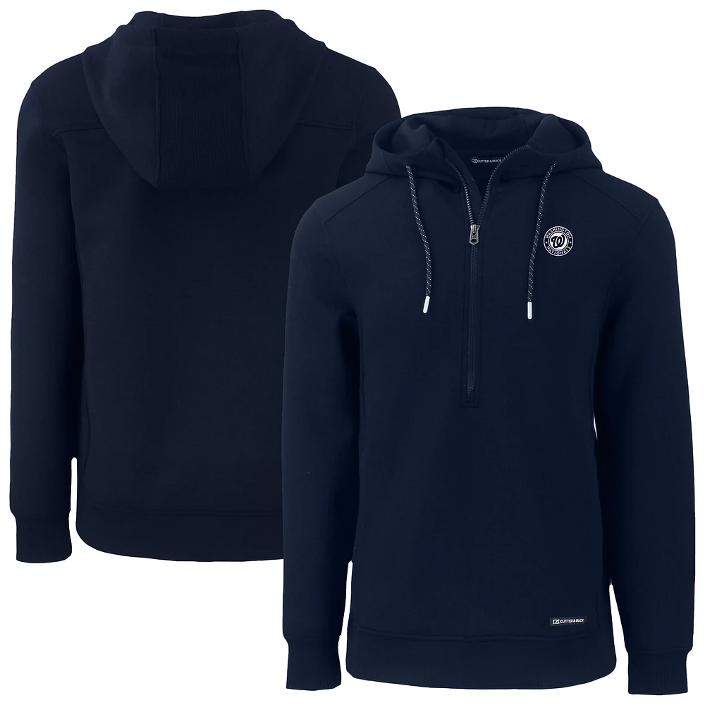 Men's Cutter & Buck Navy Washington Nationals Roam Eco Recycled Half-Zip Hoodie