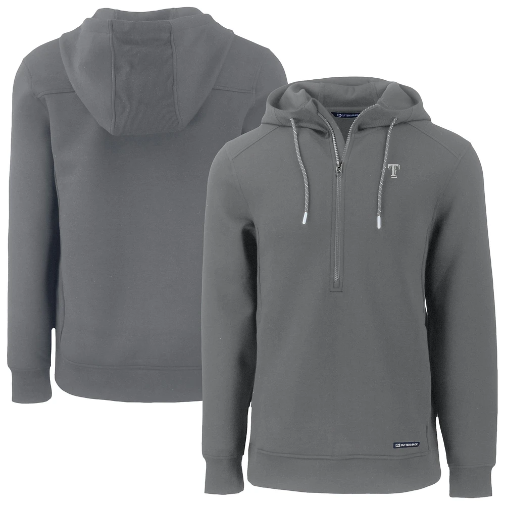 Men's Cutter & Buck Gray Texas Rangers Roam Eco Recycled Half-Zip Hoodie