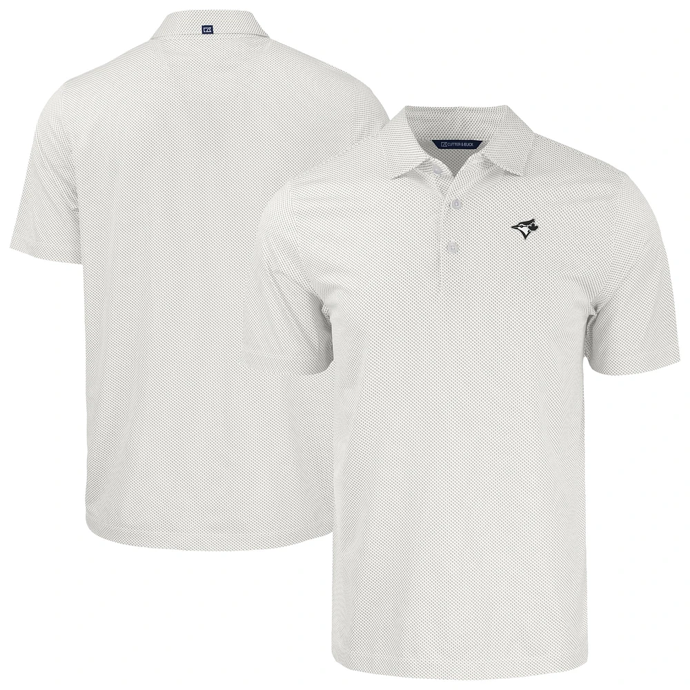 Men's Cutter & Buck White Toronto Blue Jays Pike Eco Symmetry Print Recycled Polo
