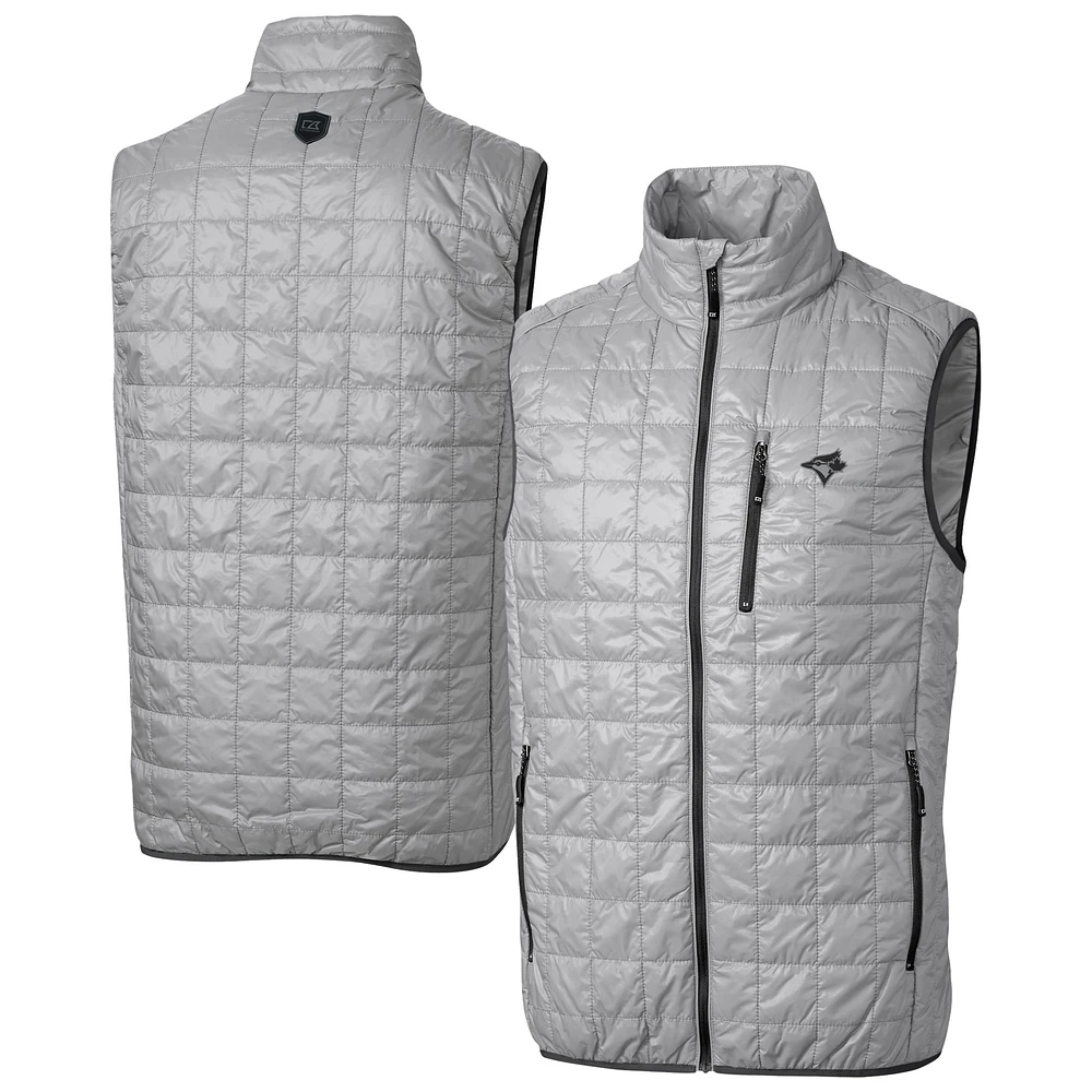 Men's Cutter & Buck Gray Toronto Blue Jays Rainier PrimaLoft® Eco Insulated Full-Zip Puffer Vest