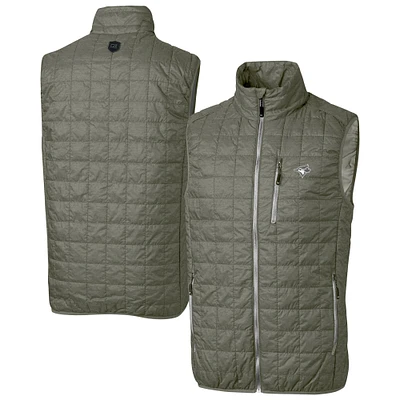 Men's Cutter & Buck Pewter Toronto Blue Jays Rainier PrimaLoft® Eco Insulated Full-Zip Puffer Vest