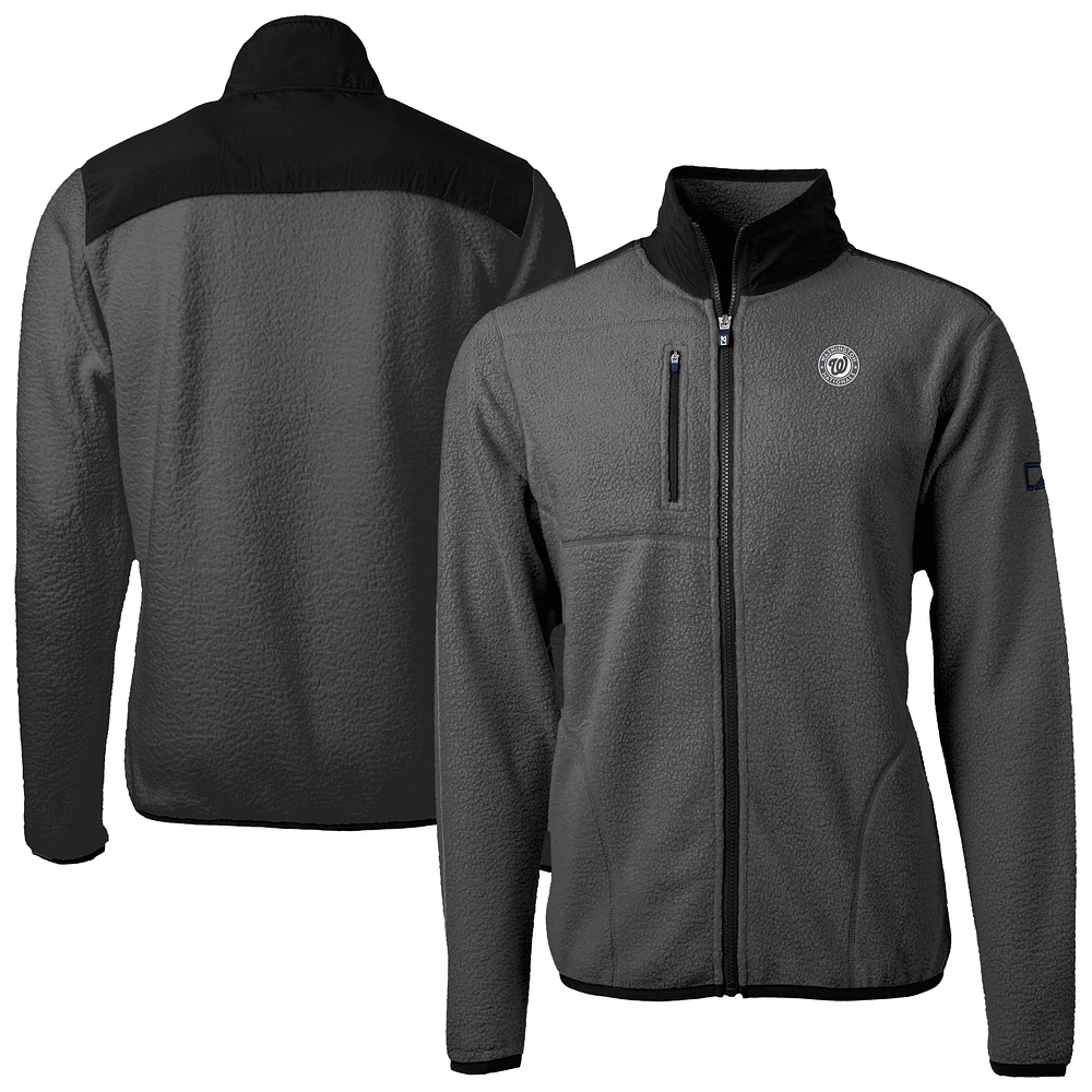 Men's Cutter & Buck Gray Washington Nationals Cascade Eco Fleece Full-Zip Sweatshirt