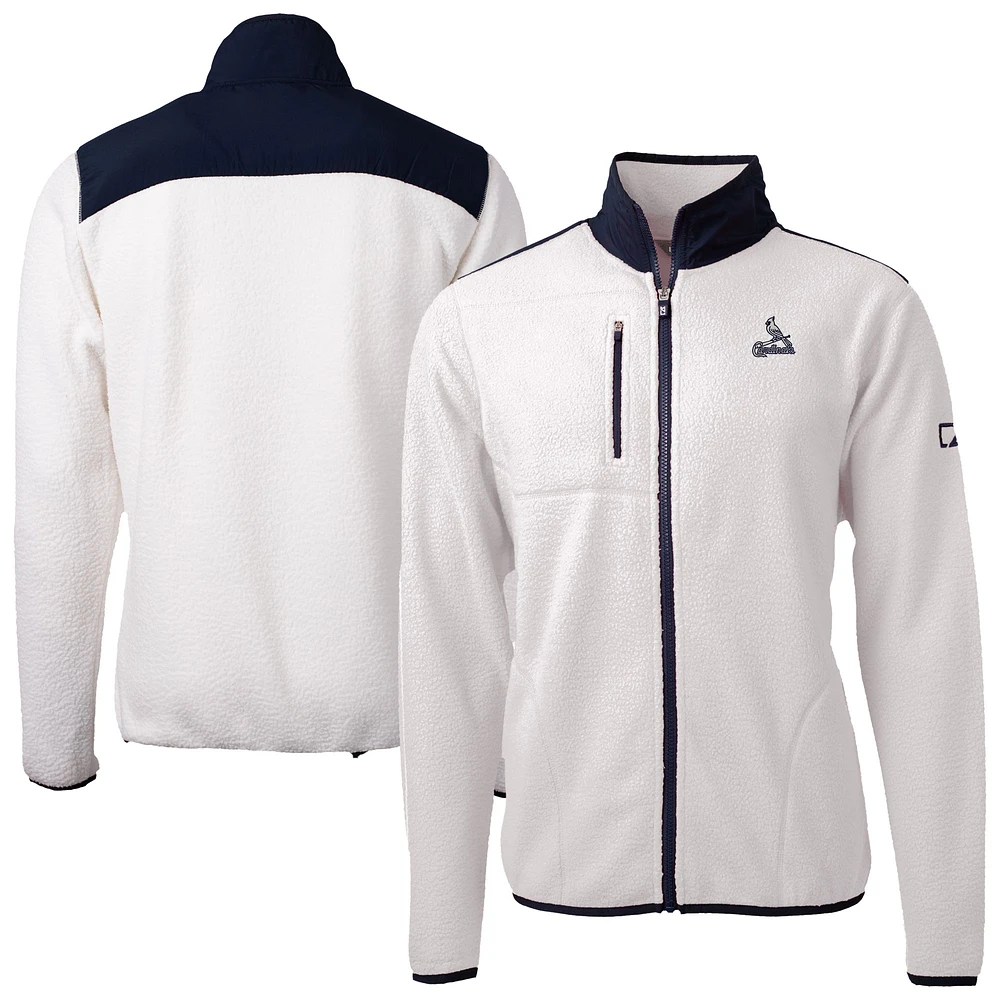 Men's Cutter & Buck Oatmeal St. Louis Cardinals Cascade Eco Fleece Full-Zip Sweatshirt