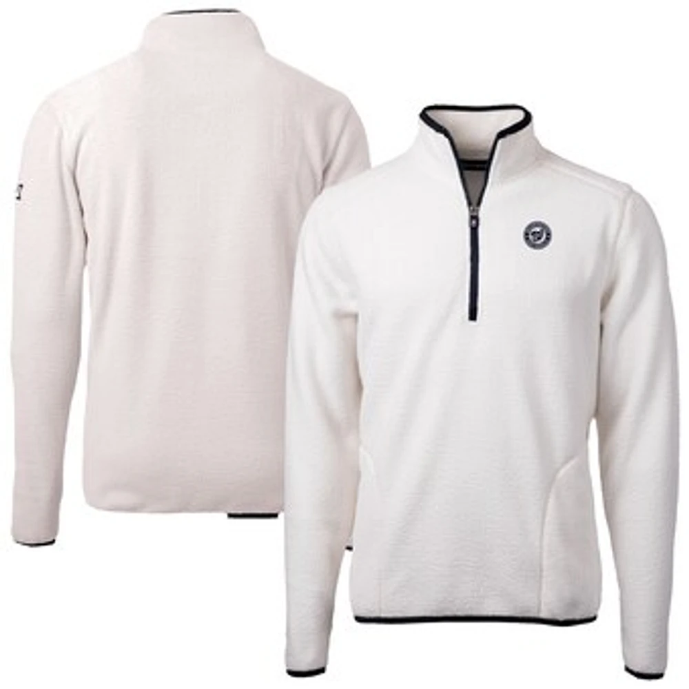 Men's Cutter & Buck Oatmeal Washington Nationals Cascade Eco Fleece Quarter-Zip Jacket
