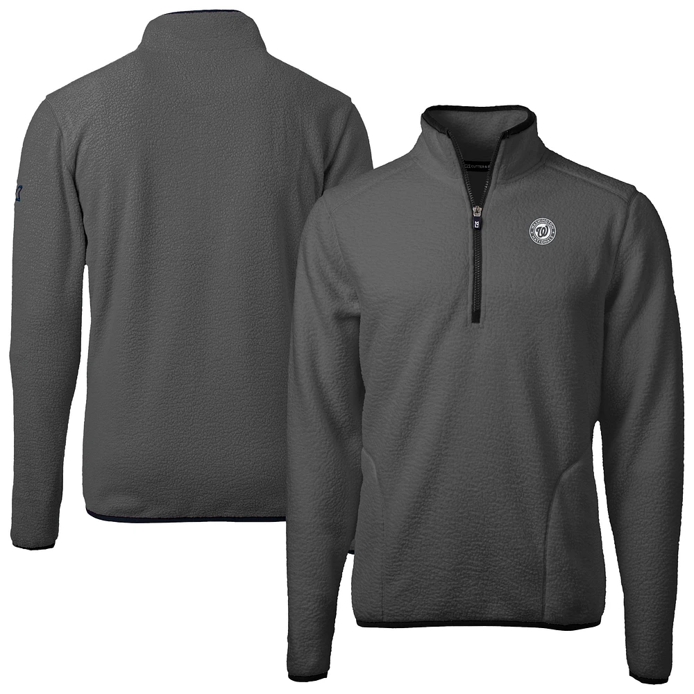 Men's Cutter & Buck Gray Washington Nationals Cascade Eco Fleece Quarter-Zip Jacket