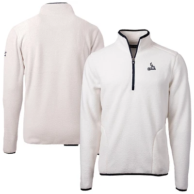 Men's Cutter & Buck Oatmeal St. Louis Cardinals Cascade Eco Fleece Quarter-Zip Jacket
