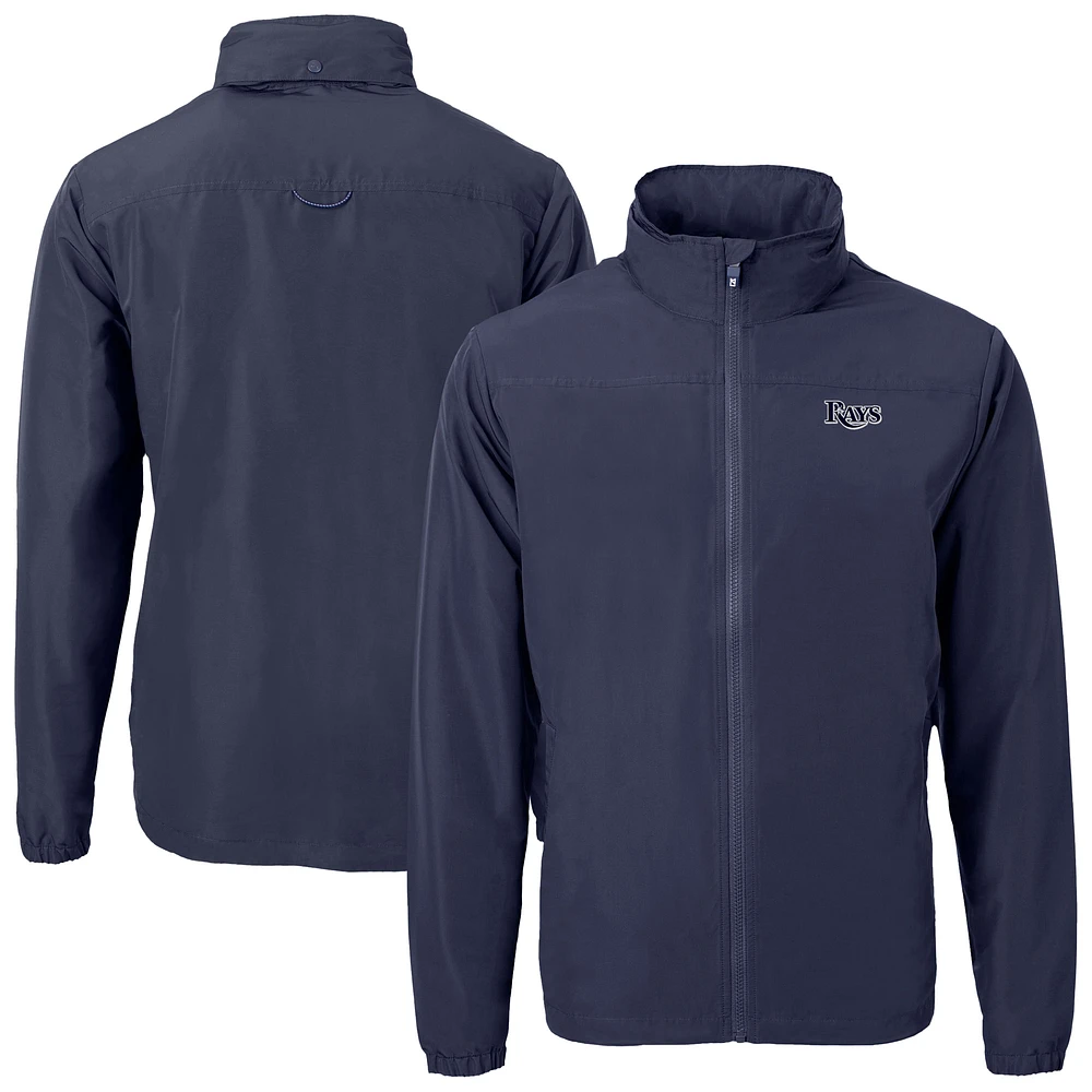 Men's Cutter & Buck Navy Tampa Bay Rays Charter Eco Recycled Full-Zip Hoodie Jacket