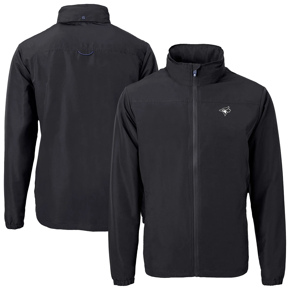 Men's Cutter & Buck Black Toronto Blue Jays Charter Eco Recycled Full-Zip Hoodie Jacket