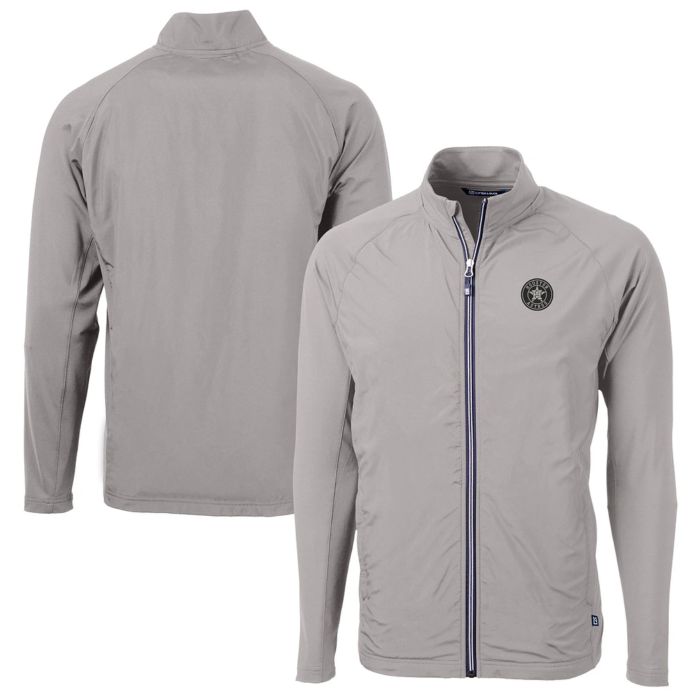 Men's Cutter & Buck Gray Houston Astros Big & Tall Adapt Eco Knit Hybrid Recycled Raglan Full-Zip Jacket