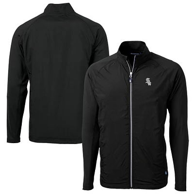 Men's Cutter & Buck Black Chicago White Sox Big & Tall Adapt Eco Knit Hybrid Recycled Raglan Full-Zip Jacket