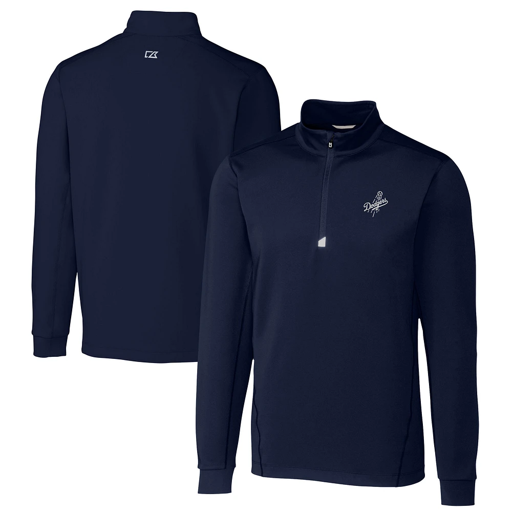 Men's Cutter & Buck Navy Los Angeles Dodgers Big Tall Traverse Stretch Quarter-Zip Pullover Top