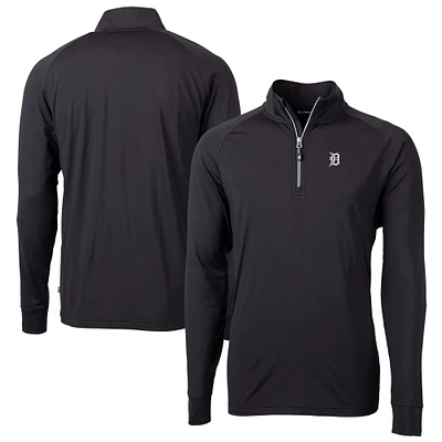 Men's Cutter & Buck Black Detroit Tigers Big Tall Adapt Eco DryTec Raglan Quarter-Zip Jacket