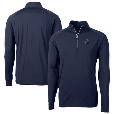 Men's Cutter & Buck Navy Chicago Cubs Big Tall Adapt Eco DryTec Raglan Quarter-Zip Jacket