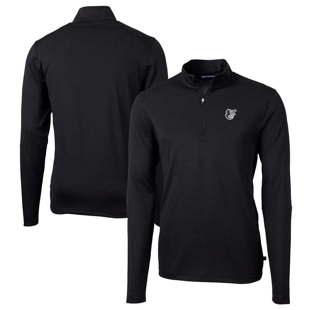 Men's Cutter & Buck Black Baltimore Orioles Big Tall Virtue Eco Pique DryTec Quarter-Zip Jacket
