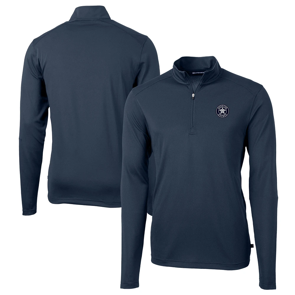 Men's Cutter & Buck Navy Houston Astros Big & Tall Virtue Eco Pique DryTec Quarter-Zip Jacket